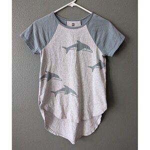 Tea Collection Girls Heather Gray Dolphins Tunic T-Shirt 14